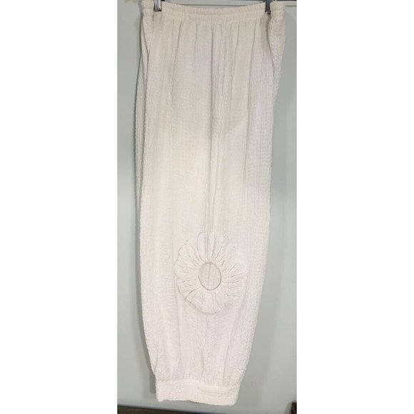 Vintage 2 piece Women's White Summer Cozy Pants And Blouse Large by IC by Connie - Picture 6 of 10